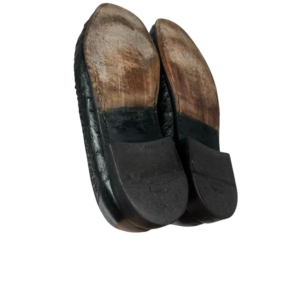 Zelli Men's Genuine Ostrich Quill Tassel‎ Loafers Black Size 10 W Italy